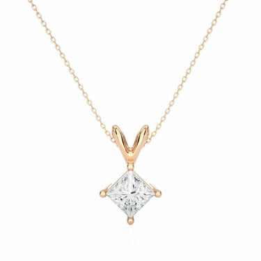 0.50 Ct Princess Cut Diamond Solitaire Pendant in Rose Gold