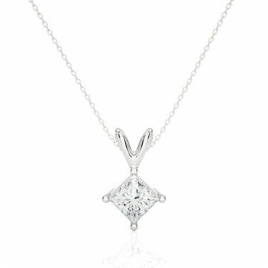 0.50 Ct Princess Cut Solitaire Pendant in White Gold