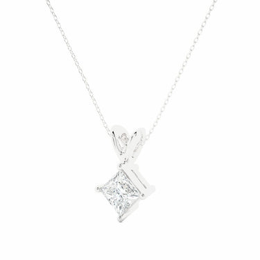 0.50 Ct Princess Cut Diamond Solitaire Pendant in White Gold