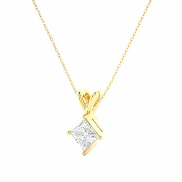 0.50 Ct Princess Cut Diamond Solitaire Pendant in Yellow Gold