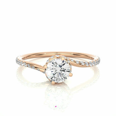 0.50 Ct Round Cut Twisted Halo Engagement Ring in Rose Gold