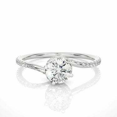 0.50 Ct Round Cut Twisted Halo Engagement Ring in White Gold