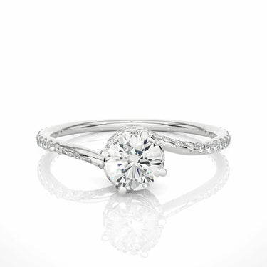 0.50 Ct Round Shaped Twisted Halo Lab Diamond Engagement Ring in White Gold