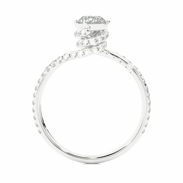 0.70 Ct Round Shaped Moissanite Twisted Halo Engagement Ring in White Gold