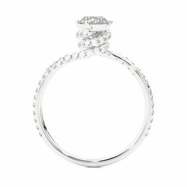 0.50 Ct Round Shaped Twisted Halo Lab Diamond Engagement Ring in White Gold