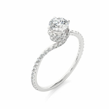 0.50 Ct Round Shaped Twisted Halo Lab Diamond Engagement Ring in White Gold