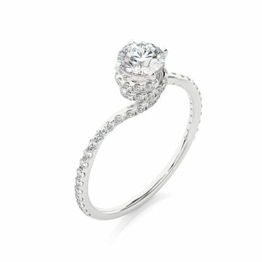 0.50 Ct Round Cut Moissanite Twisted Halo Engagement Ring in White Gold