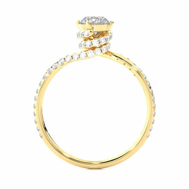 0.50 Ct Round Cut Twisted Halo Engagement Ring in Yellow Gold