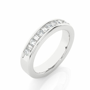 0.50 Ct Round And Baguette Shaped Lab Diamond Wedding Band In White Gold