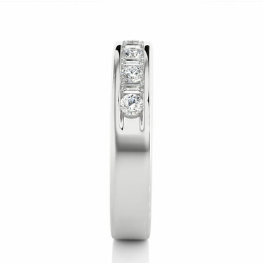 0.50 Ct Round And Baguette Shaped Lab Diamond Wedding Band In White Gold