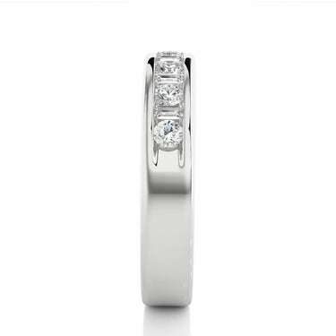 0.50 Ct Round And Baguette Cut Bezel Set Diamond Wedding Band In White Gold