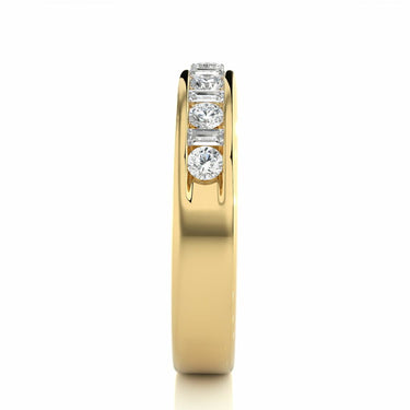 0.50 Ct Round And Baguette Cut Bezel Set Diamond Wedding Band In Yellow Gold