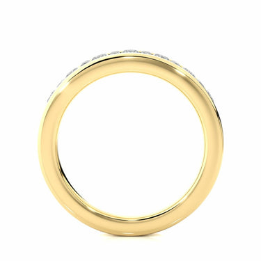 0.50 Ct Round And Baguette Cut Bezel Set Diamond Wedding Band In Yellow Gold
