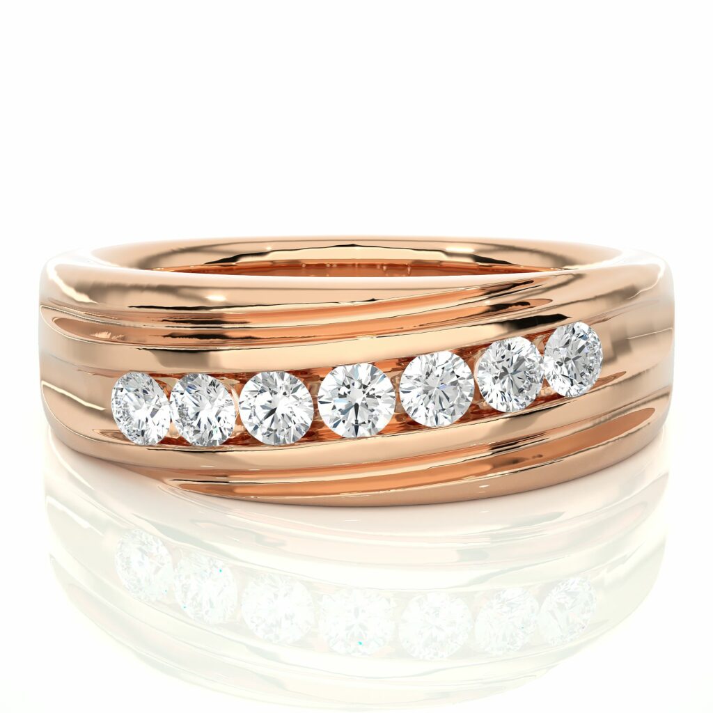 0.50 Carat 7 Stone Channel Setting Diamond Ring In Rose Gold Rose