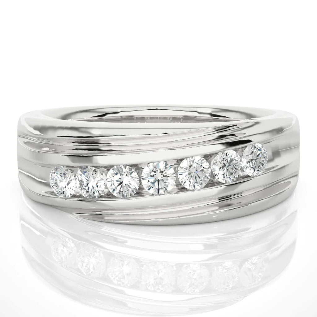 0.50 Carat 7 Stone Channel Setting Lab Diamond Ring 950 Platinum Natural Diamond