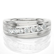 0.50 Carat 7 Stone Channel Setting Lab Diamond Ring 950 Platinum Natural Diamond