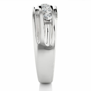 0.50 Ct Round Shape Channel Set 7 Stone Lab Diamond Band In White Gold