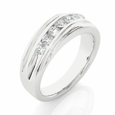 0.50 Ct Round Shape Channel Set 7 Stone Lab Diamond Band In White Gold