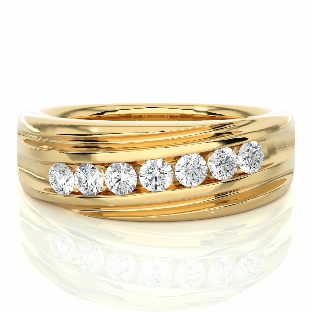 0.50 Carat 7 Stone Channel Setting Diamond Ring In Rose Gold Yellow