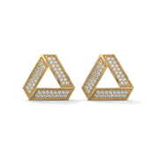 0.50 Carat Geometric Diamond Stud Earrings 18K Yellow Gold Natural Diamond