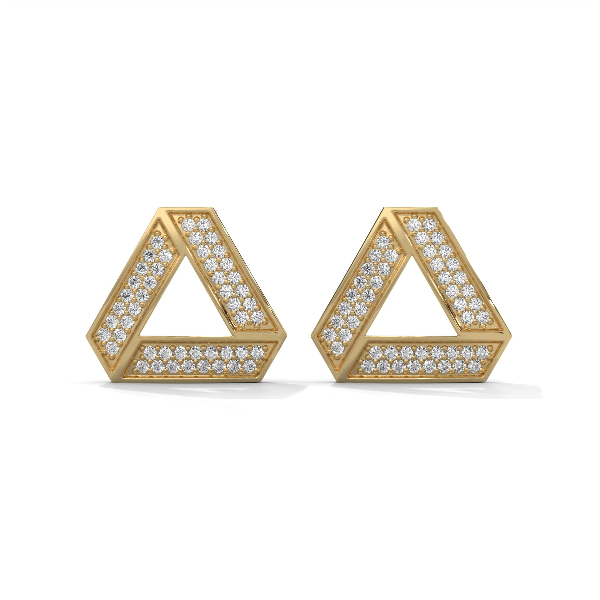 0.50 Carat Geometric Diamond Stud Earrings 18K Yellow Gold Natural Diamond