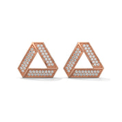 0.50 Carat Geometric Diamond Stud Earrings 18K Rose Gold Natural Diamond