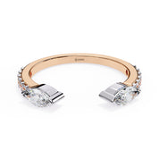 0.35 Carat Marquise Cut Toi et Moi Diamond Wedding Band In White Gold 18K Rose Gold Natural Diamond Diamond Wedding Bands