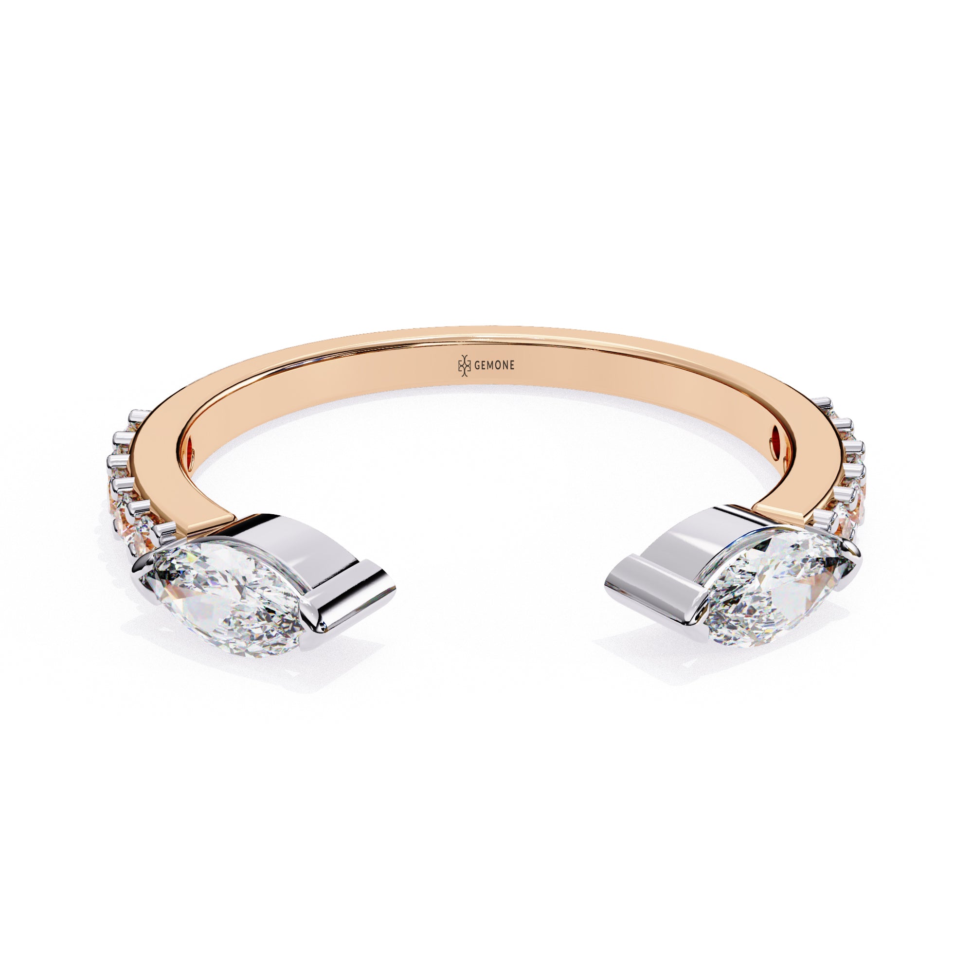 0.35 Carat Marquise Cut Toi et Moi Diamond Wedding Band In White Gold 18K Rose Gold Natural Diamond Diamond Wedding Bands