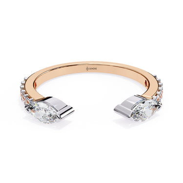 0.50 Carat Marquise Cut Toi et Moi Diamond Wedding Band In Rose Gold