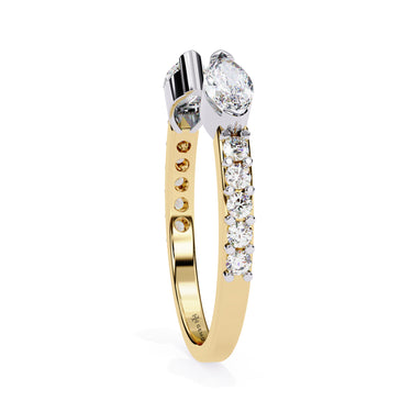 0.50 Carat Marquise Cut Toi et Moi Diamond Wedding Band In Yellow Gold