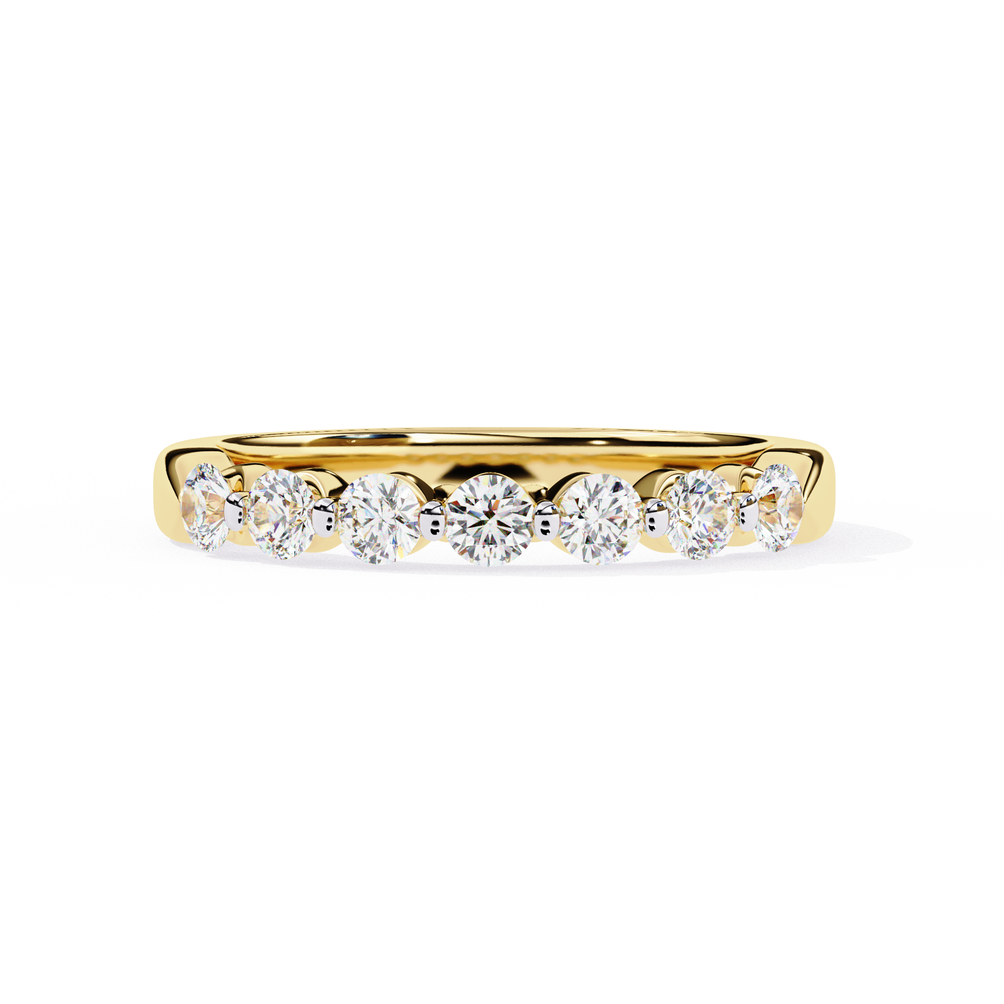 0.50 Carat Round Shape 7 Stone Diamond Wedding Band In Yellow Gold 18K Yellow Gold Natural Diamond