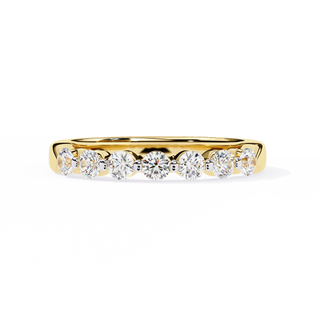 0.50 Carat Round Shape 7 Stone Diamond Wedding Band In Yellow Gold