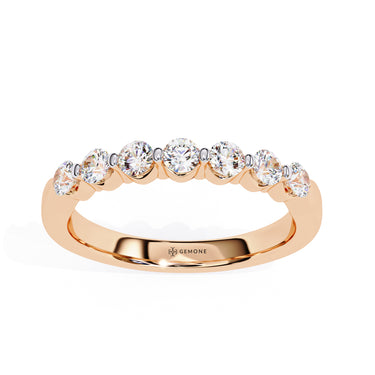 0.50 Carat Round Shape 7 Stone Diamond Wedding Band In Rose Gold