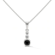 0.39 Ct Three Stone Black And White Diamond Pendant