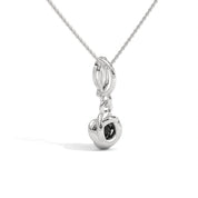 0.65 Ct Round Cut Black Diamond Solitaire Pendant in White Gold