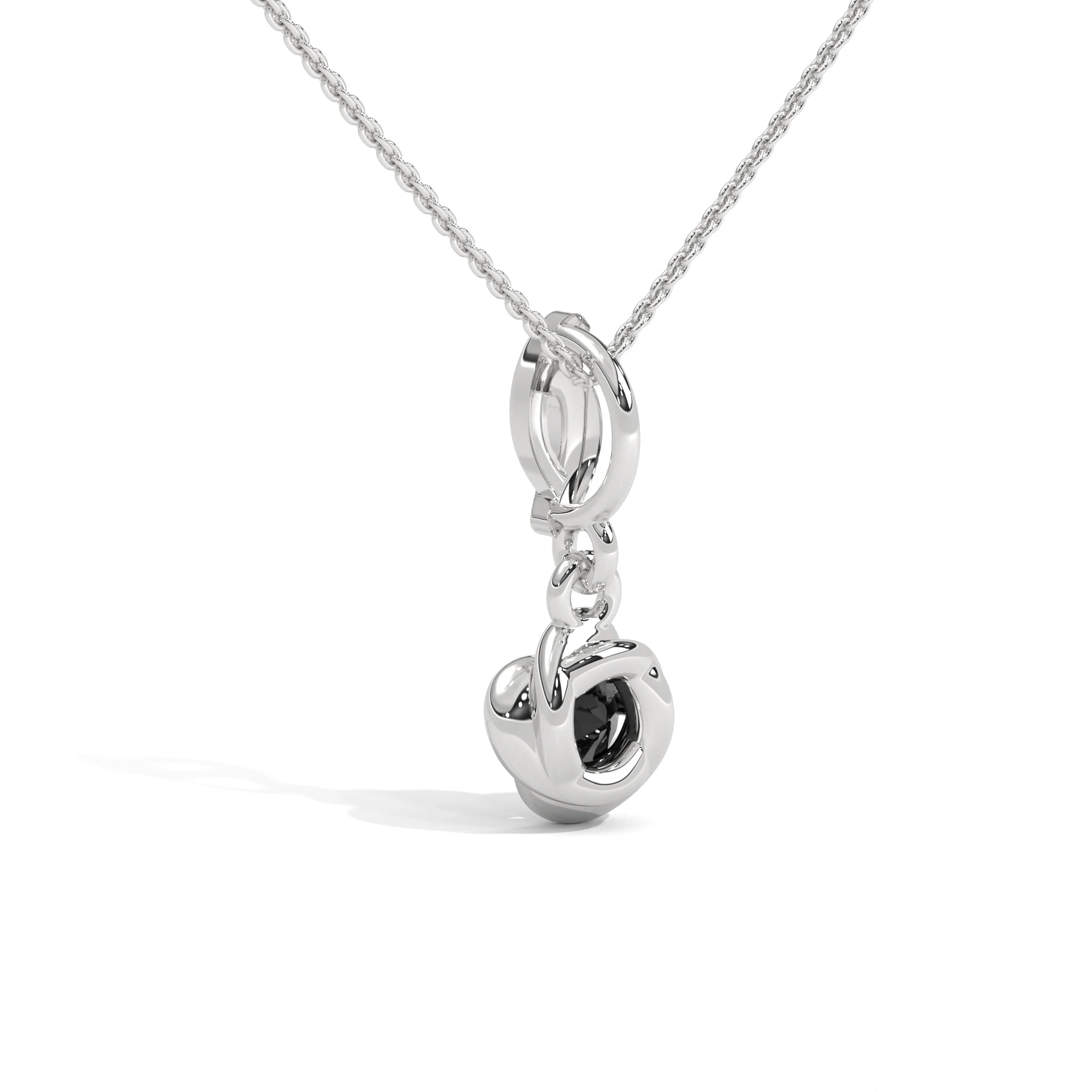 0.65 Ct Round Cut Black Diamond Solitaire Pendant in White Gold
