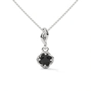 0.65 Ct Round Cut Black Diamond Solitaire Pendant in White Gold