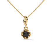 0.65 Ct Round Cut Black Diamond Solitaire Pendant in White Gold