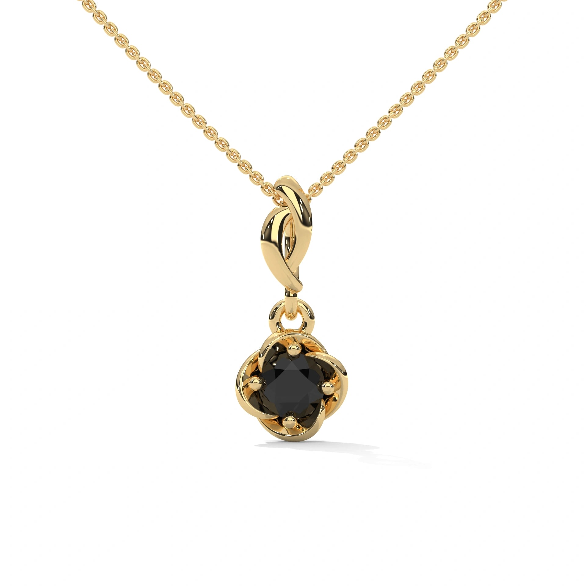 0.65 Ct Round Cut Black Diamond Solitaire Pendant in White Gold