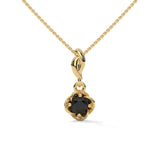 0.65 Ct Round Cut Black Diamond Solitaire Pendant in White Gold
