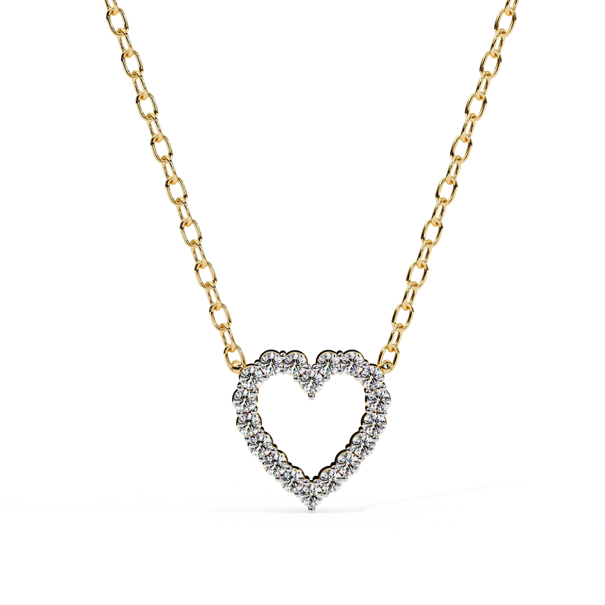 0.50ct Lab Diamond Heart Cut Necklace In Rose Gold 18K Yellow Gold Natural Diamond