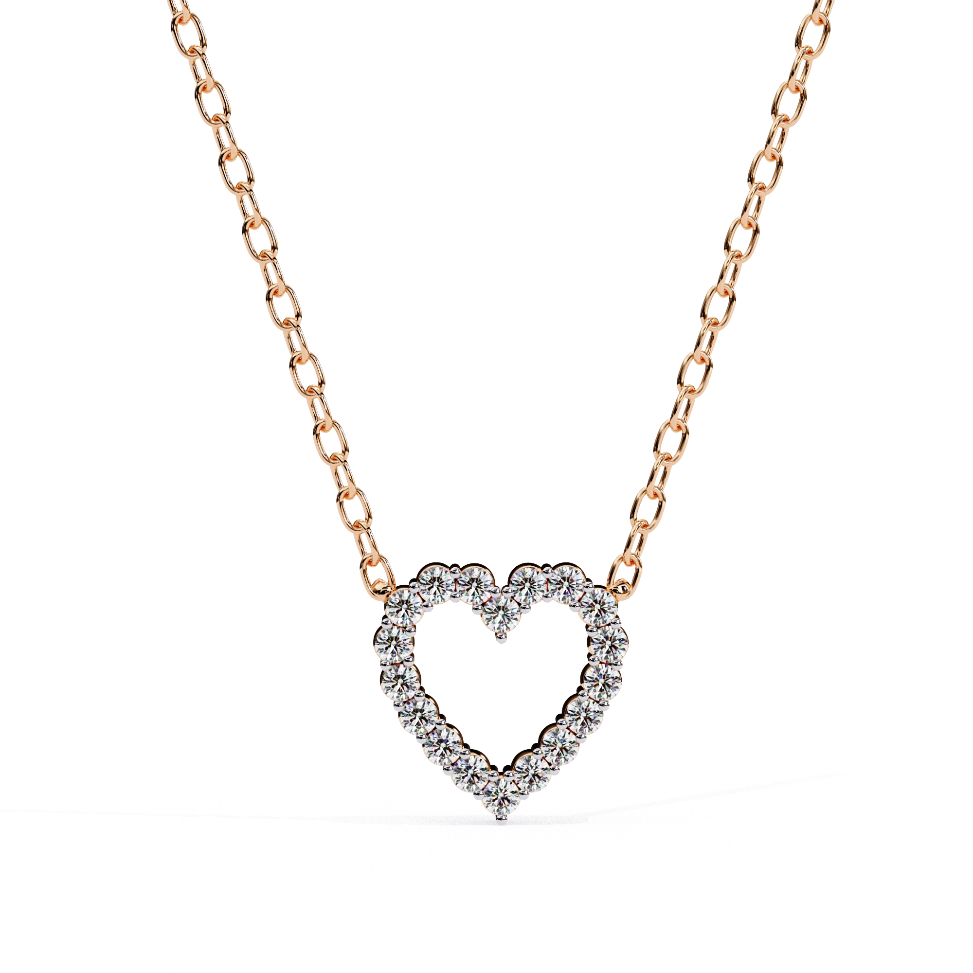 0.50ct Lab Diamond Heart Cut Necklace In Rose Gold 18K Rose Gold Natural Diamond