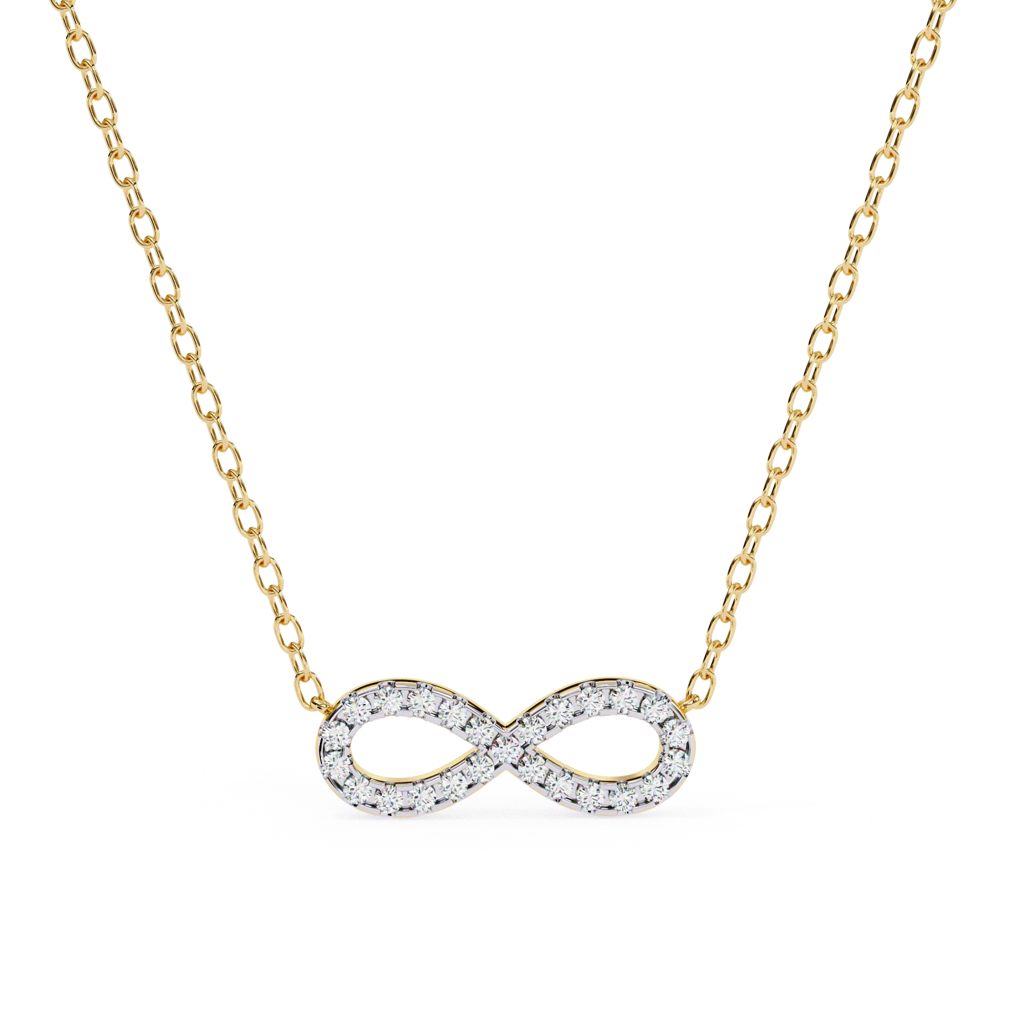 0.50ct Lab Diamond Infinity Necklace In Yellow Gold 18K Yellow Gold Natural Diamond