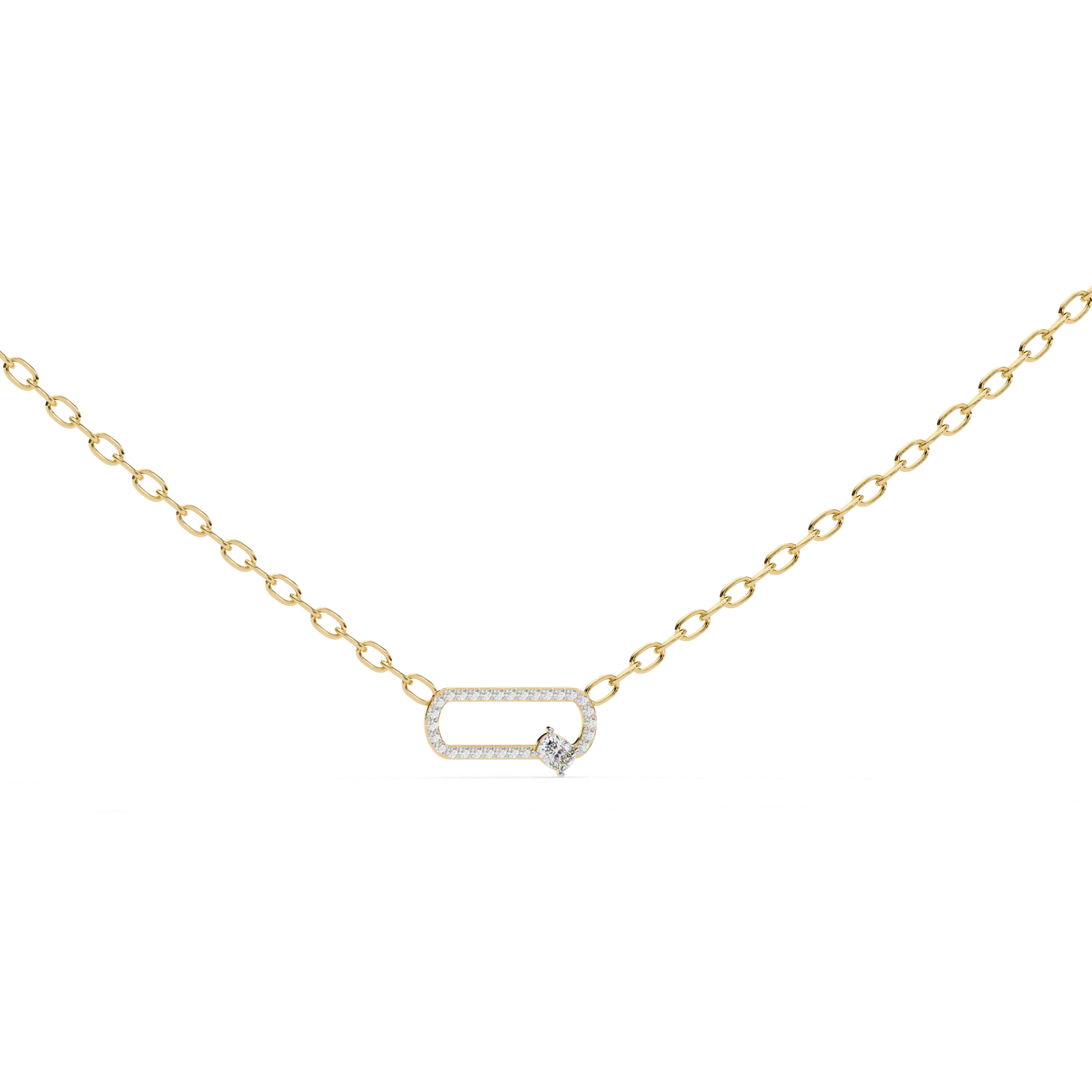 0.50ct Lab Diamond Prong Set Link Necklace In Yellow Gold