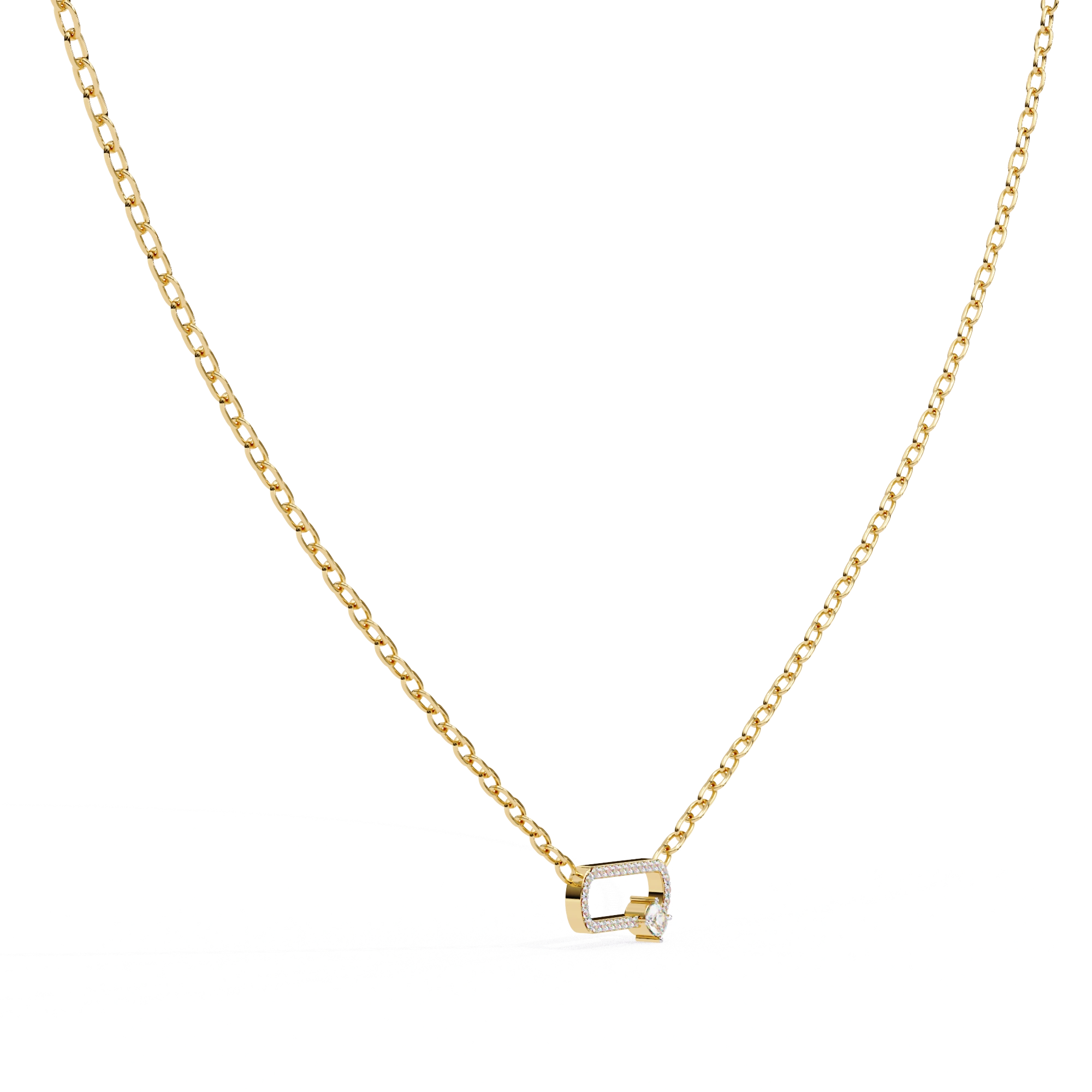 0.50ct Lab Diamond Prong Set Link Necklace In Yellow Gold