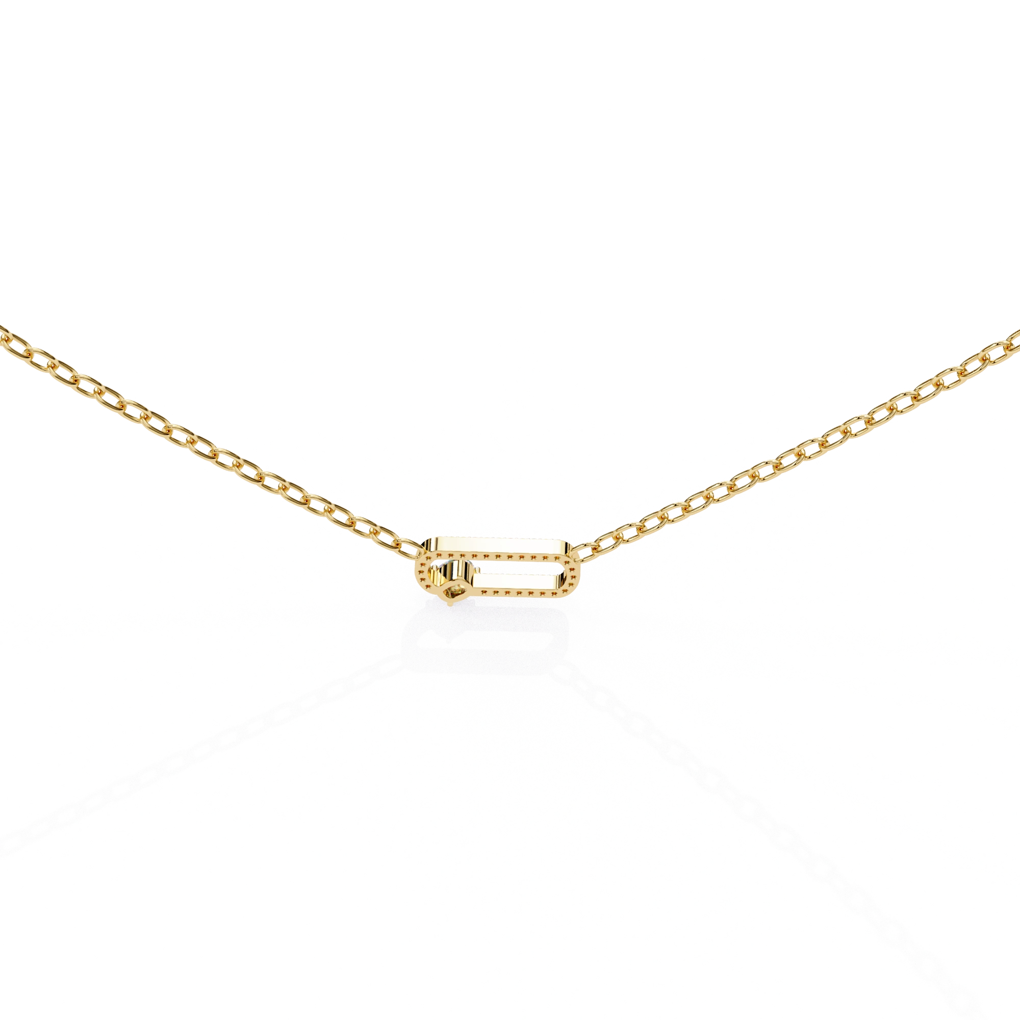 0.50ct Lab Diamond Prong Set Link Necklace In Yellow Gold