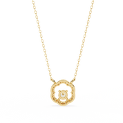 0.50 Ct Round Cut Lab Diamond Quatrefoil Necklace In Yellow Gold