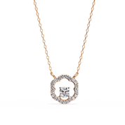 0.50 Ct Round Cut Lab Diamond Quatrefoil Necklace In Yellow Gold 18K Rose Gold Natural Diamond