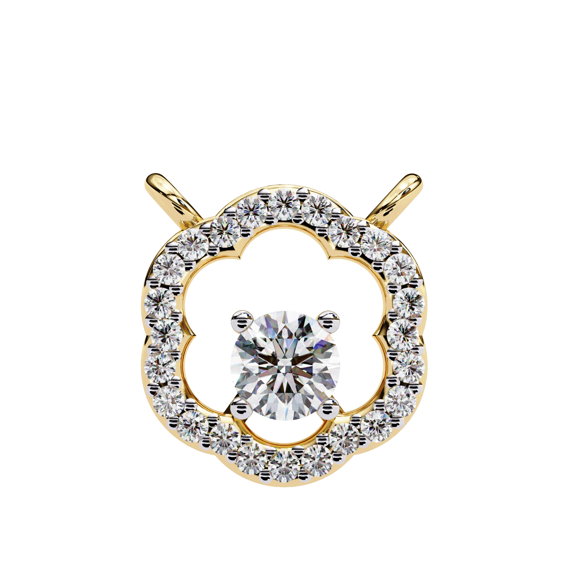 0.50 Ct Round Cut Lab Diamond Quatrefoil Necklace In Yellow Gold