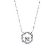 0.50 Ct Round Cut Lab Diamond Quatrefoil Necklace In Yellow Gold 950 Platinum Natural Diamond